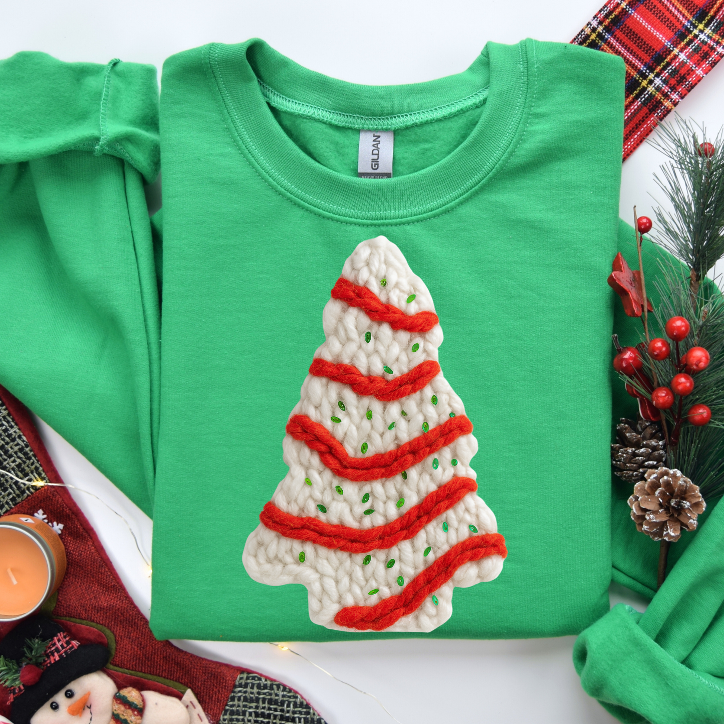 Faux Yarn Christmas Tree Cake DTF Transfer