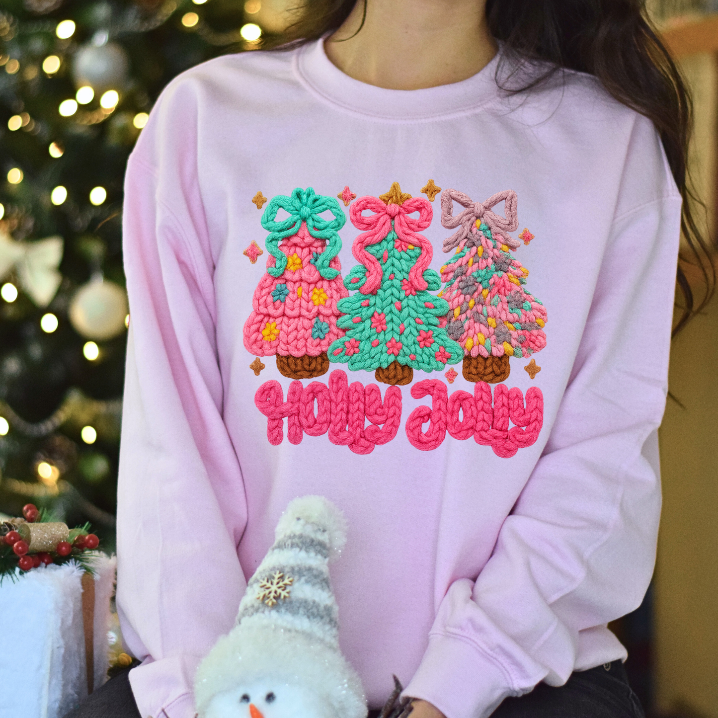 Faux Yarn Holly Jolly DTF Transfer