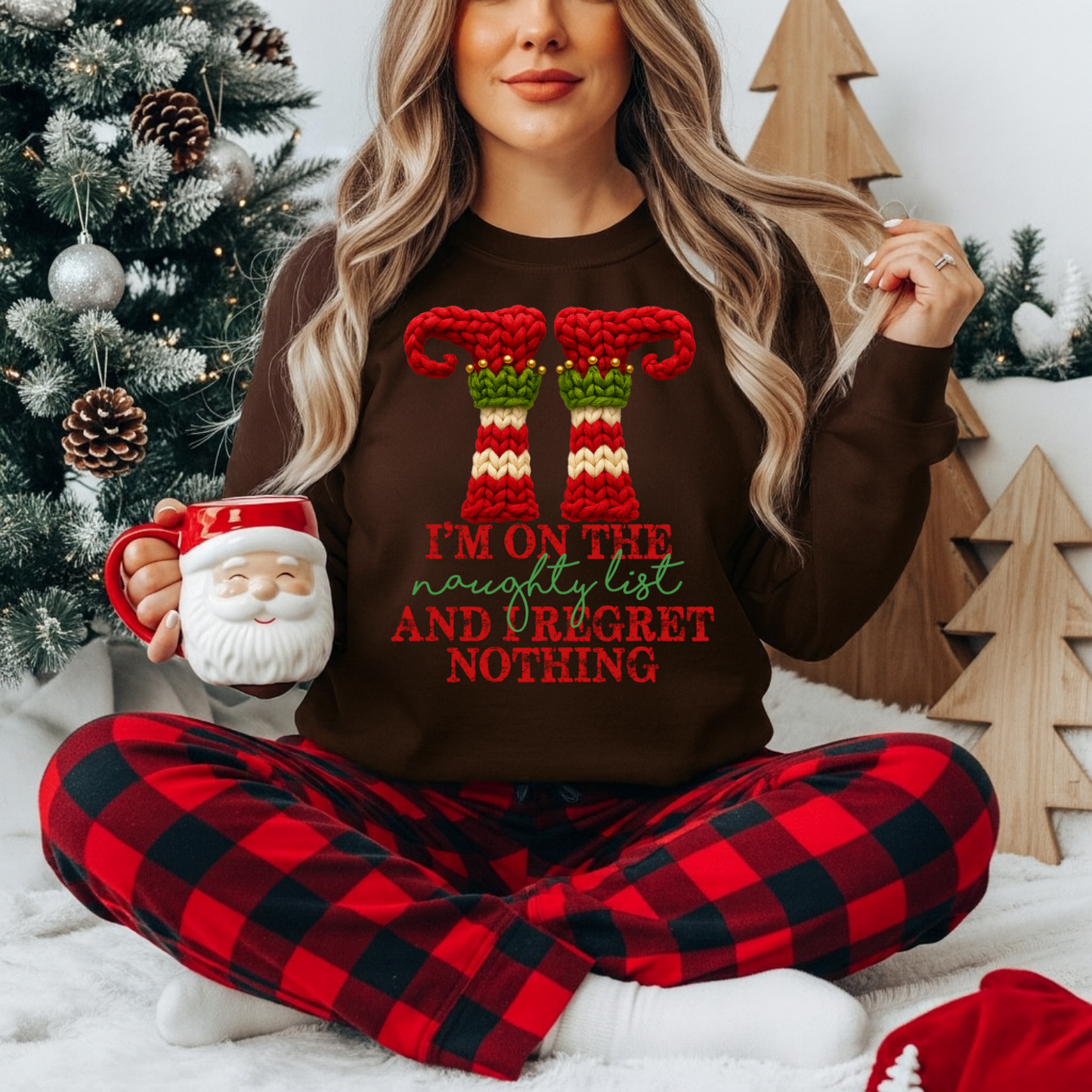 Faux Yarn I'm On The Naughty List And I Regret Nothing DTF Transfer