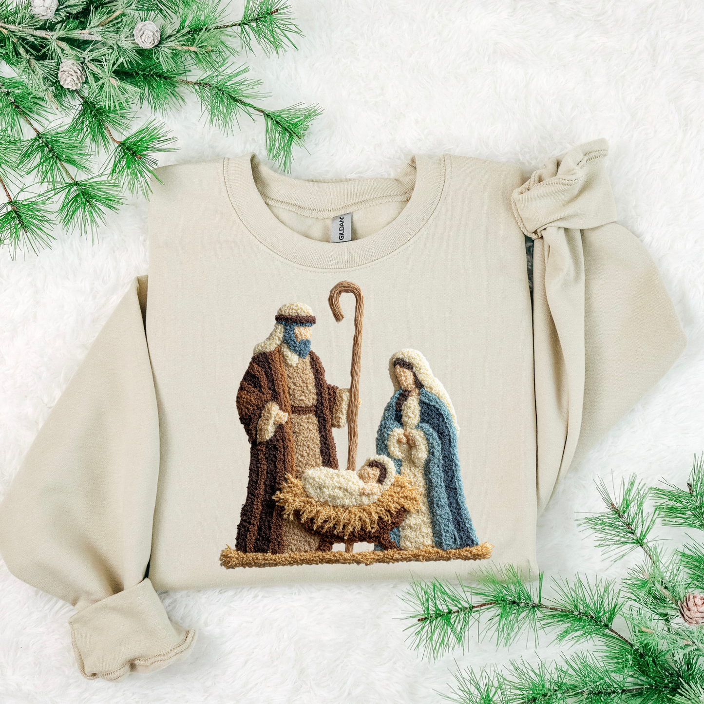 Faux Yarn Nativity DTF Transfer