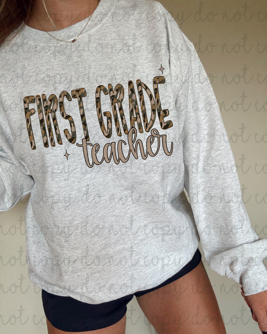 Camo First Grade Teacher PNG Digital Download