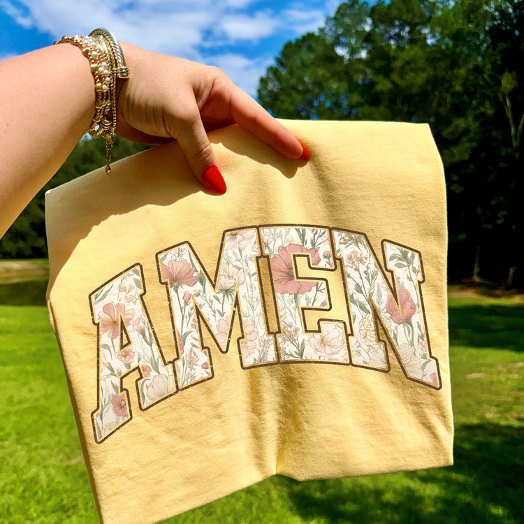 Dark Floral Amen DTF Transfer