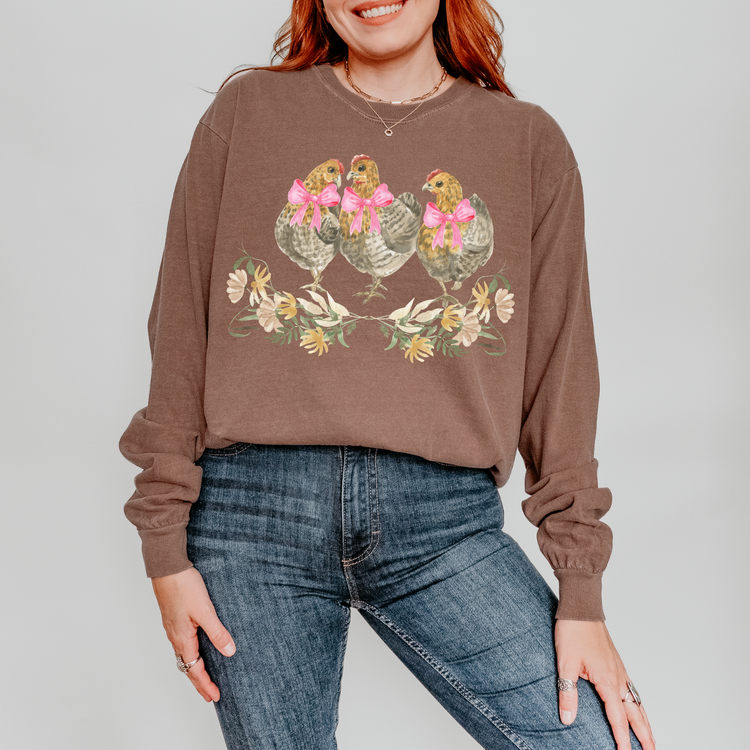 Flowers And Chickens DTF Transfer