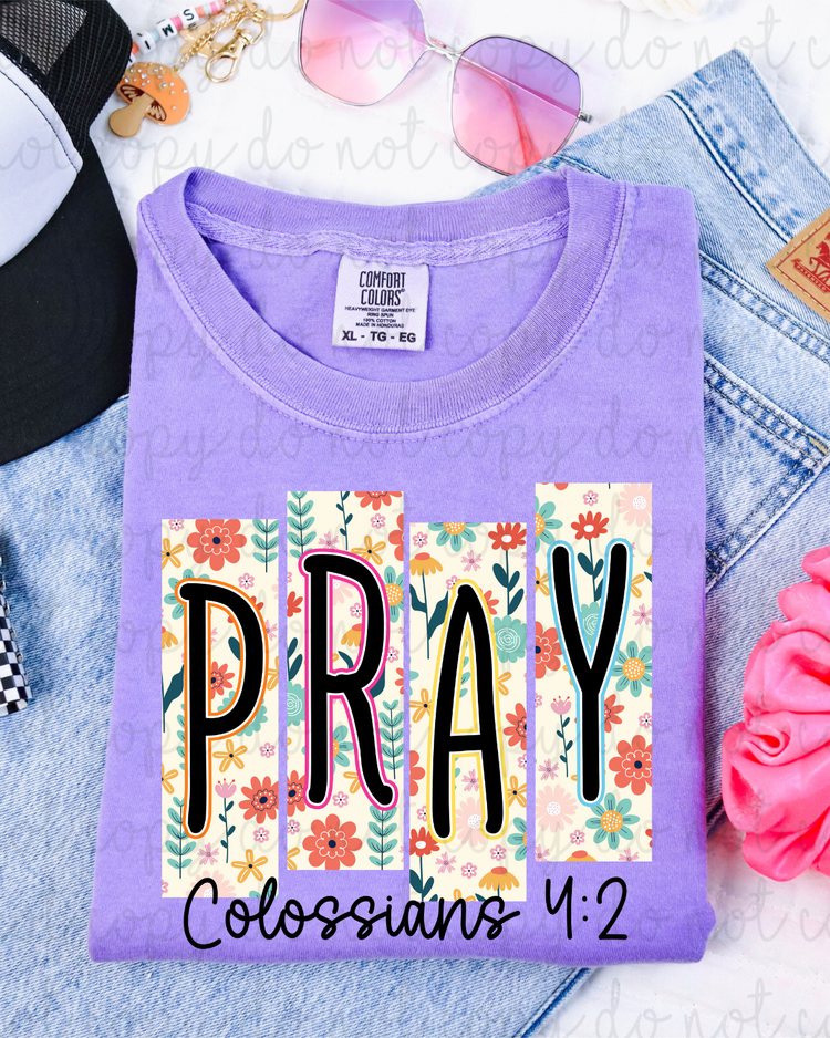Floral Frame Pray DTF Transfer