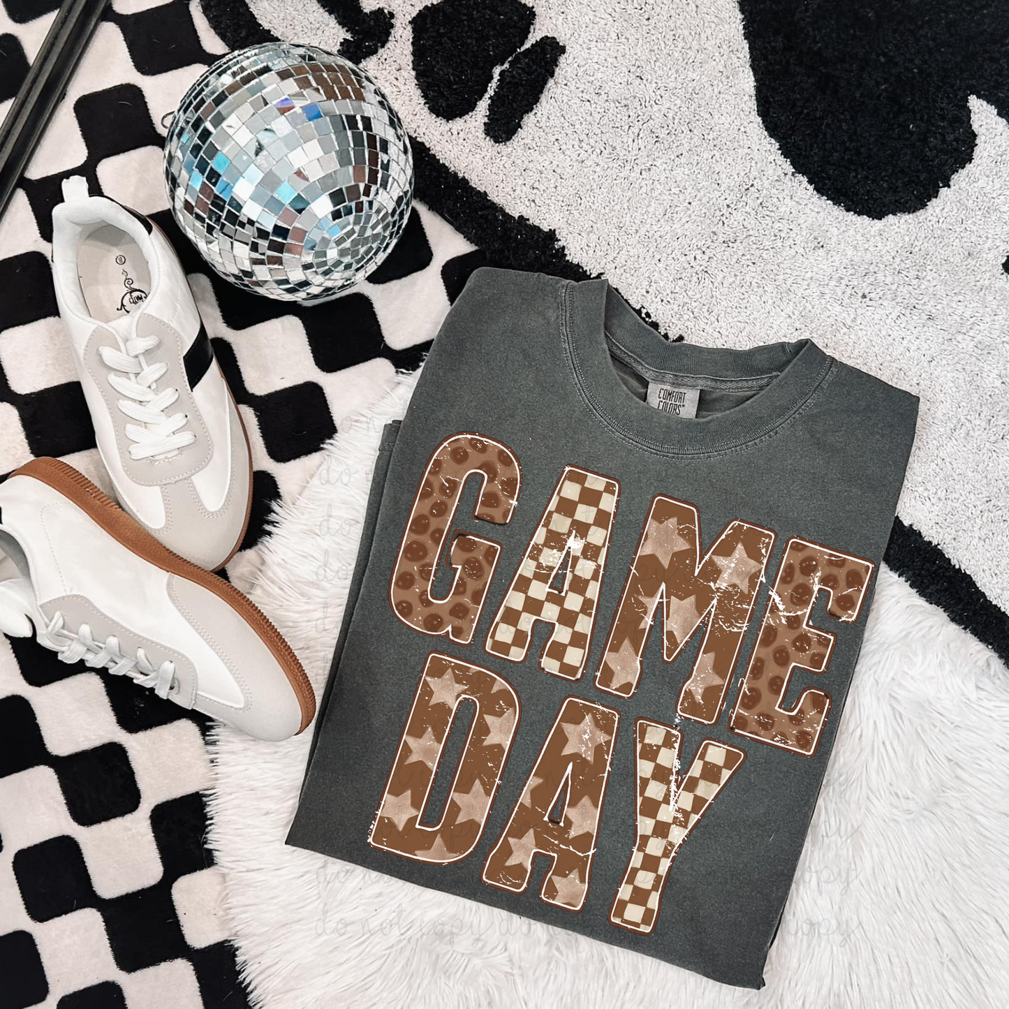Game Day Brown Checkered DTF Transfer