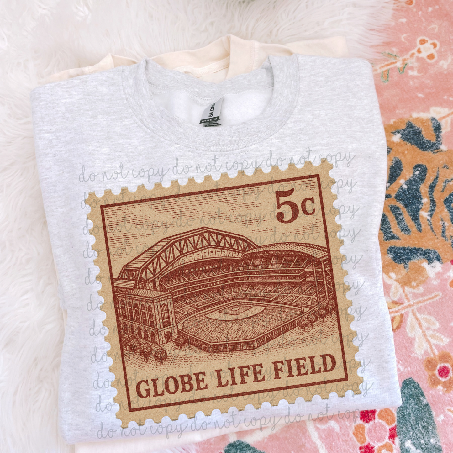 Vintage Stamp Globe Life Field DTF Transfer