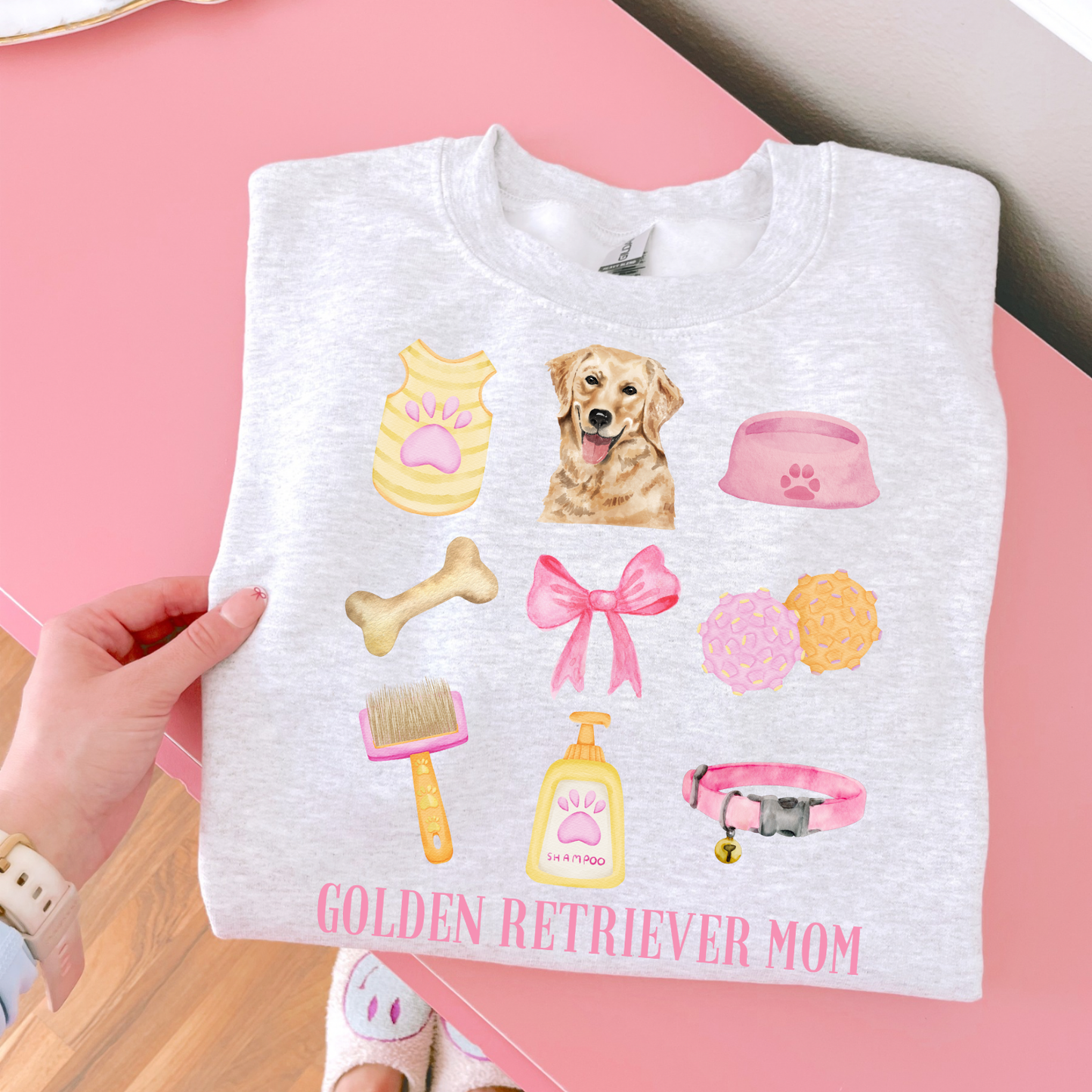 Golden Retriever Mom Pink Collage DTF Transfer
