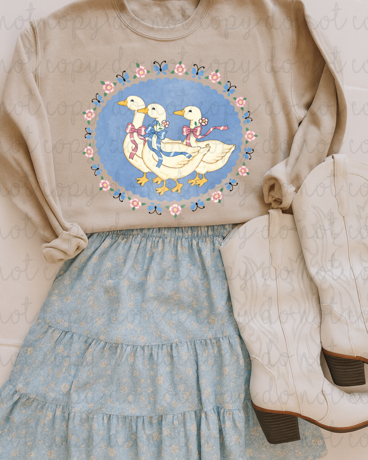 Grandma's Closet Distressed Geese DTF Transfer