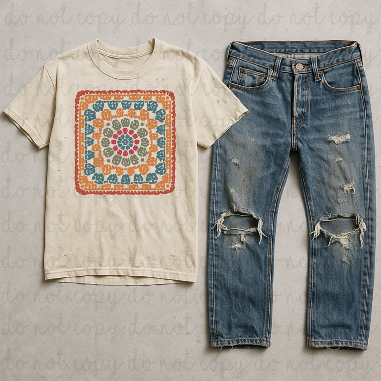 Dark Granny Square DTF Transfer