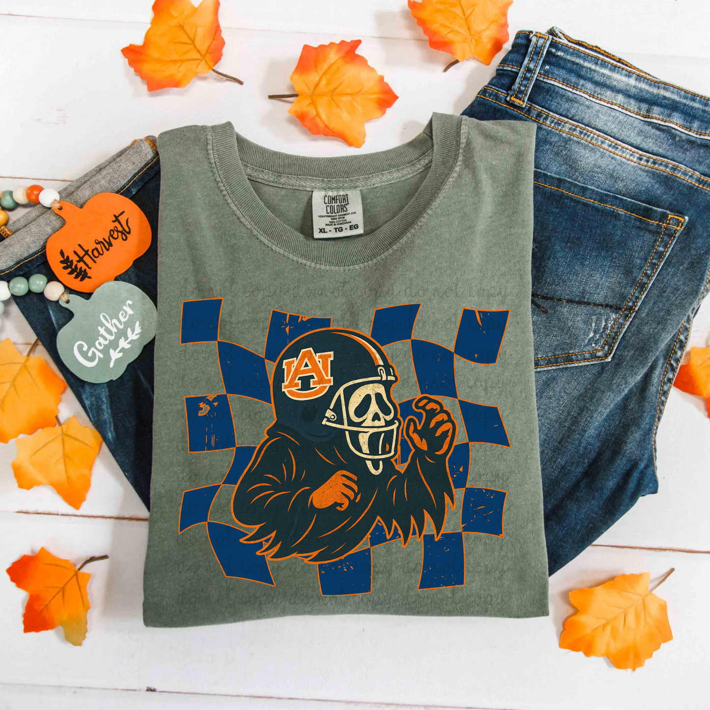 Checkered Halloween Auburn DTF Transfers