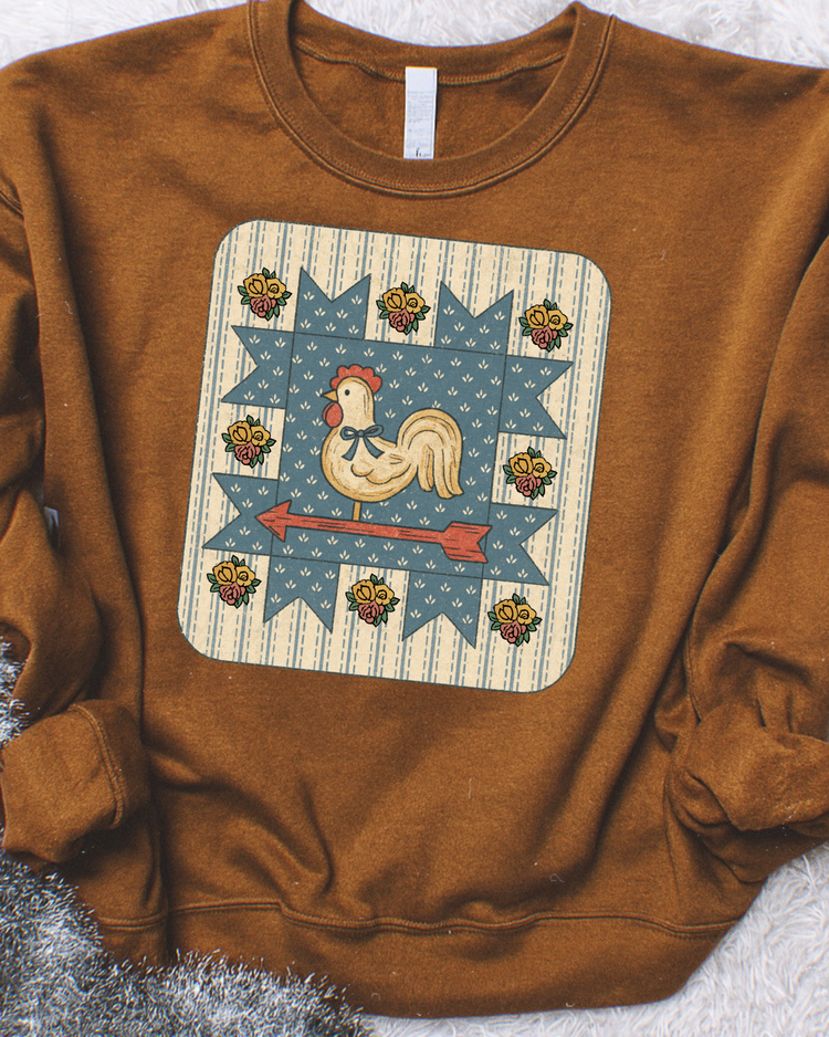 Hen Quilt Patch DTF Transfer