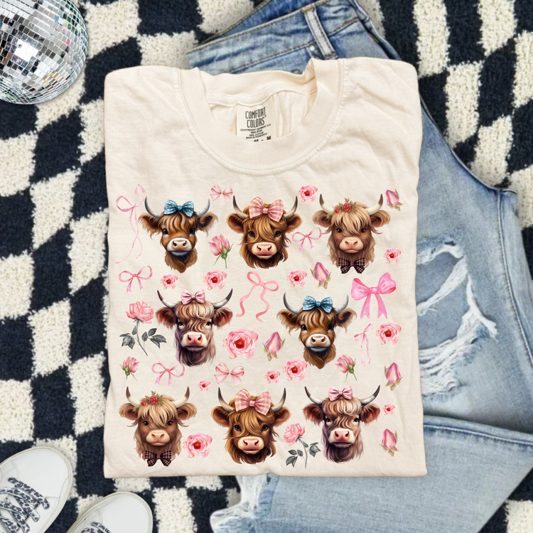 Highland Cow Pink Coquette DTF Transfer