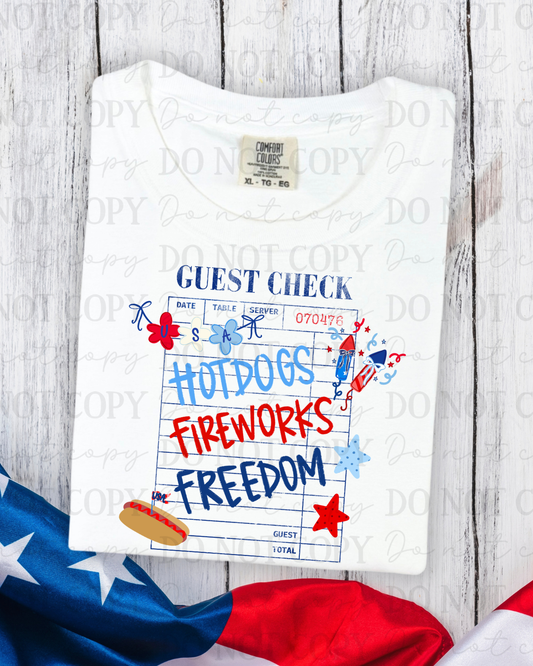 Hotdogs Fireworks Freedom DTF Transfer