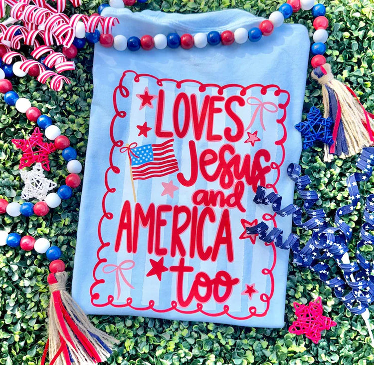 Loves Jesus And America Too DTF Transfer