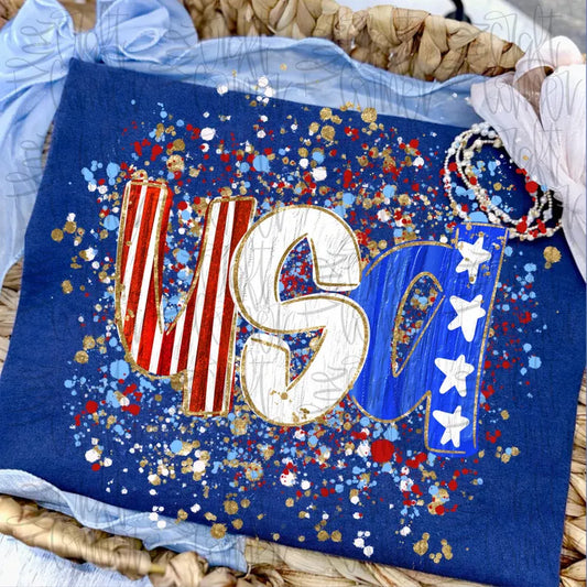 USA Paint Splatters DTF Transfer