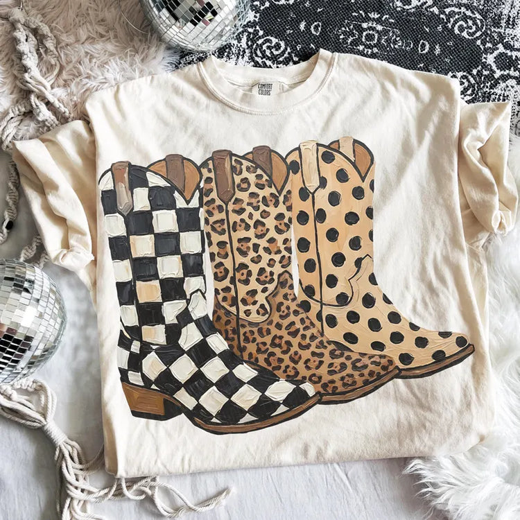 Western Leopard Cowboy Boots DTF Transfer