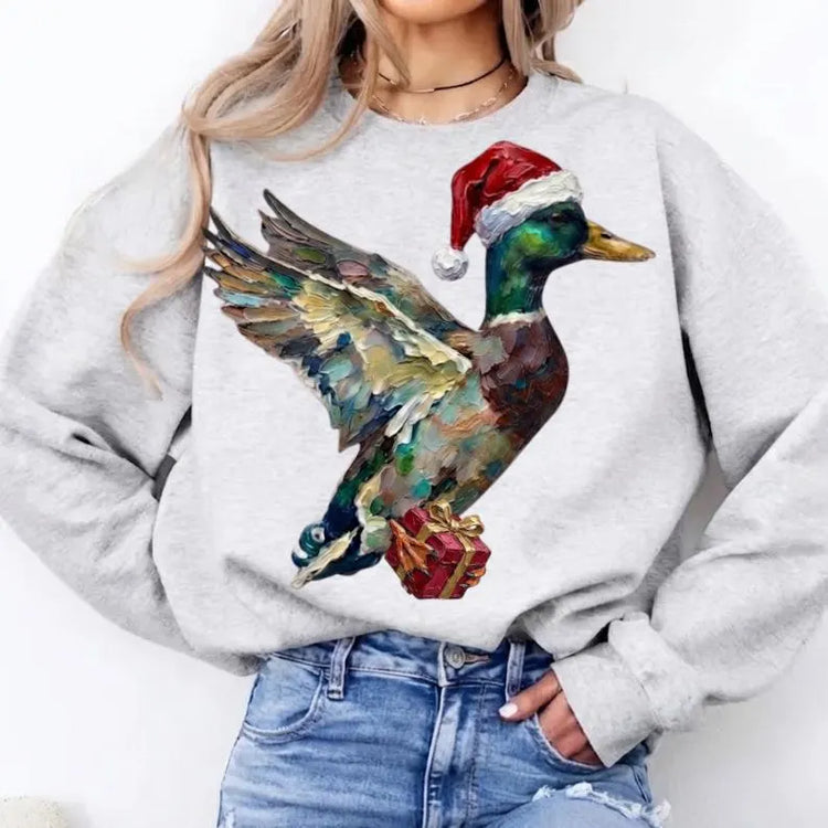 Flying Christmas Present Mallard Christmas DTF Transfer