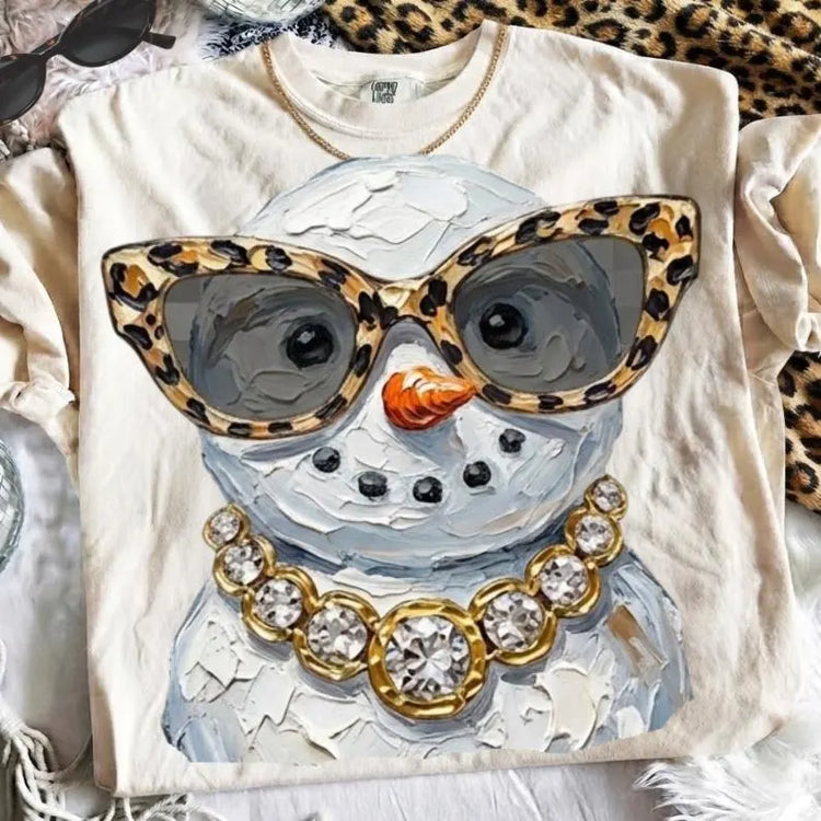 Glam Snowman Faux Painted Christmas DTF Transfer