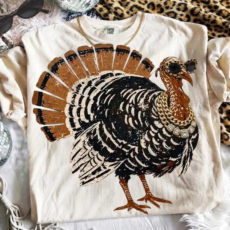 Glam Turkey Thanksgiving DTF Transfer
