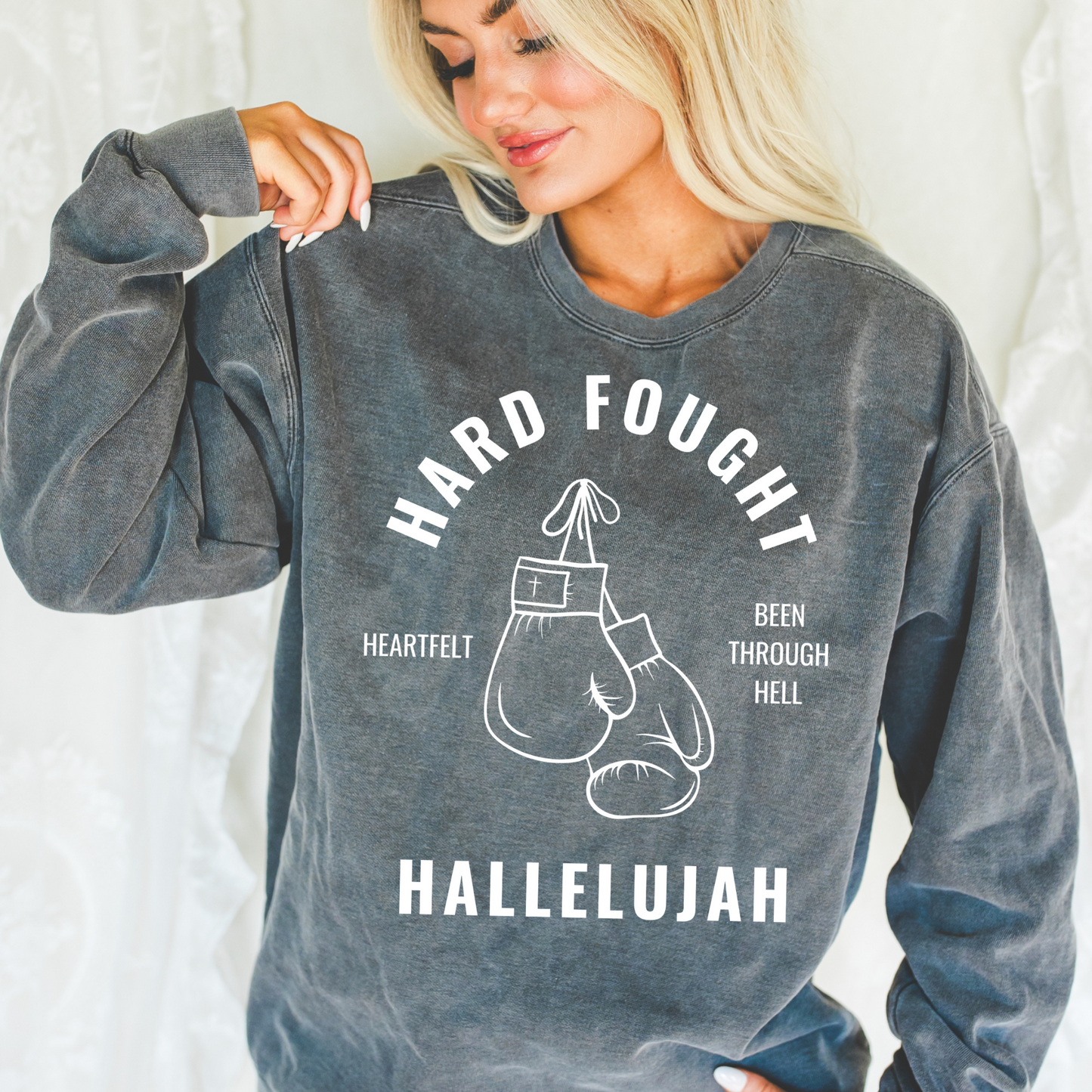 Hard Fought Hallelujah White Faith Screen Print Transfer