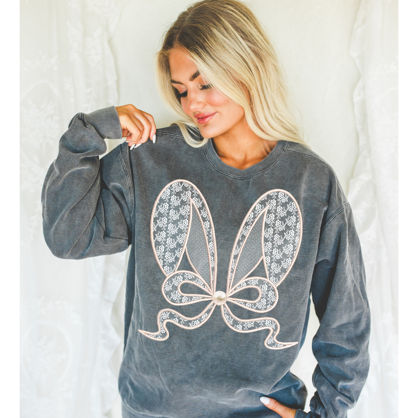 Lace Easter Bunny Ears Trendy Easter DTF Transfer