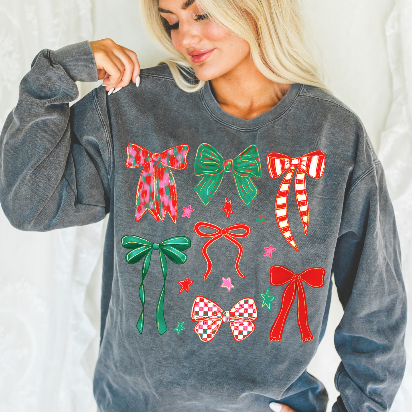 Christmas Coquette Bows Clear Film Screen Print Transfer