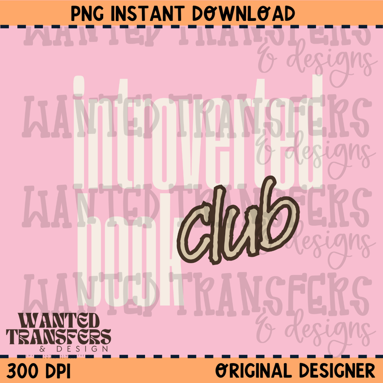 Introverted Book Club PNG Digital Download