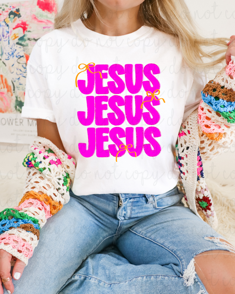 Pink Jesus Stacked DTF Transfer