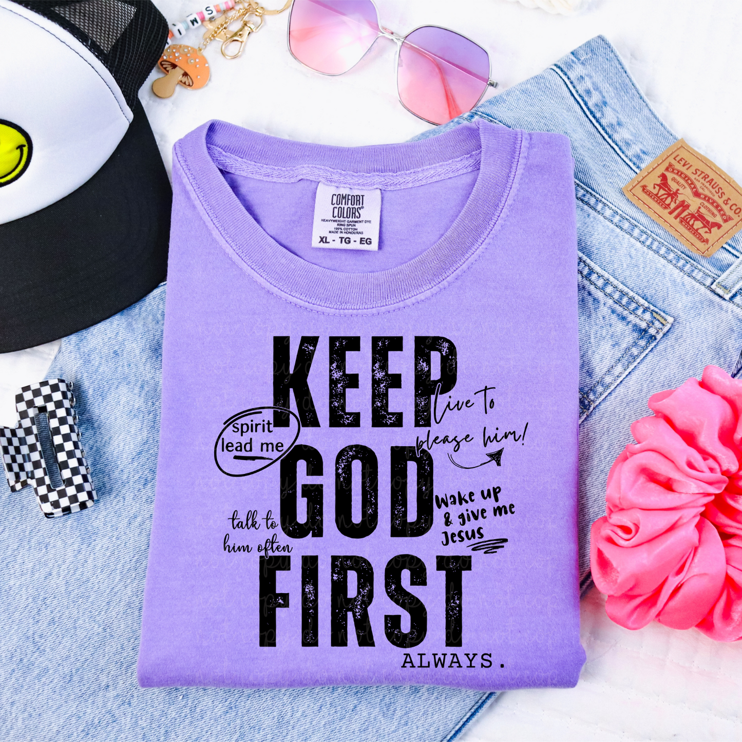 Keep God First Black DTF Transfer