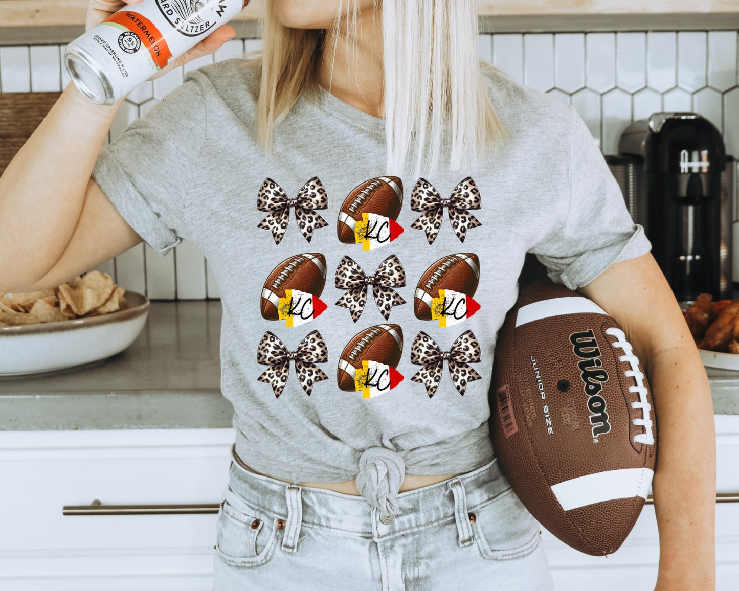 Leopard Football Bows KC DTF Transfer