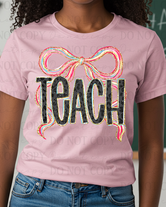 Coquette Leopard Print Teach DTF Transfer