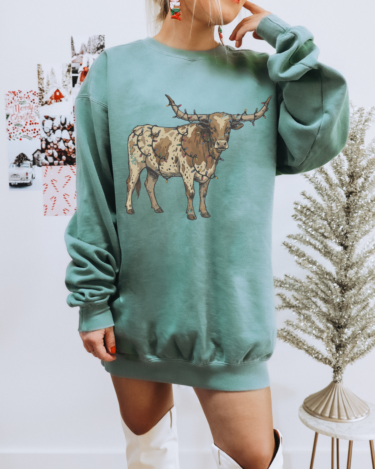 Longhorn Christmas Lights DTF Transfer