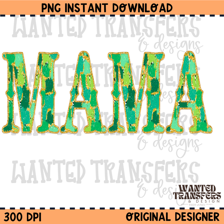 Western St. Patrick's Day Brushstroke Mama PNG Digital Download