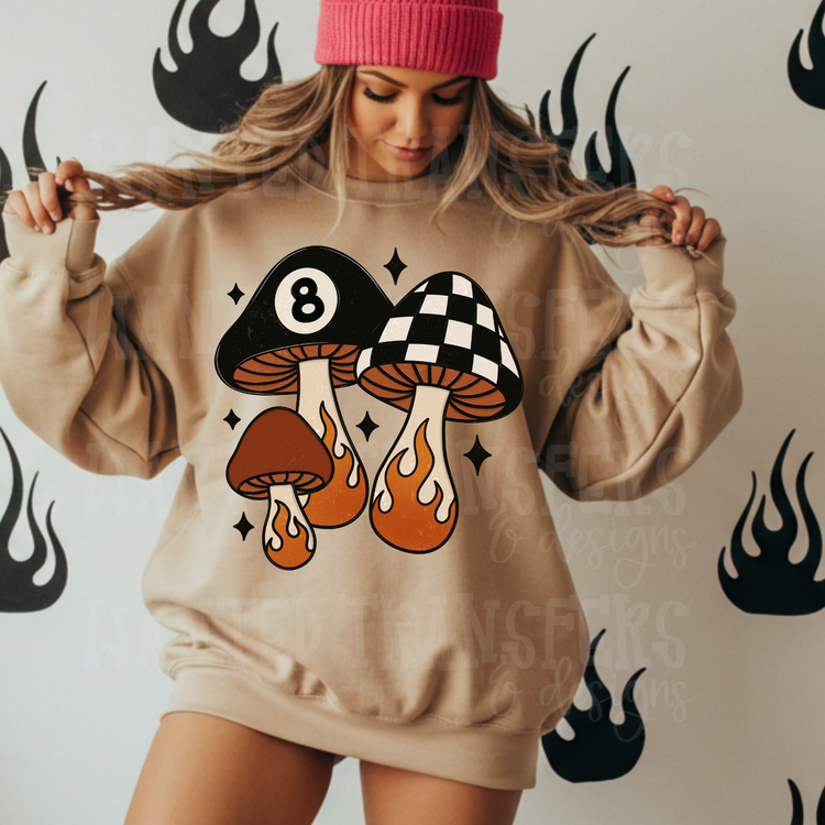 Western 8 Ball Mushroom Clear Film Screen Print Transfer