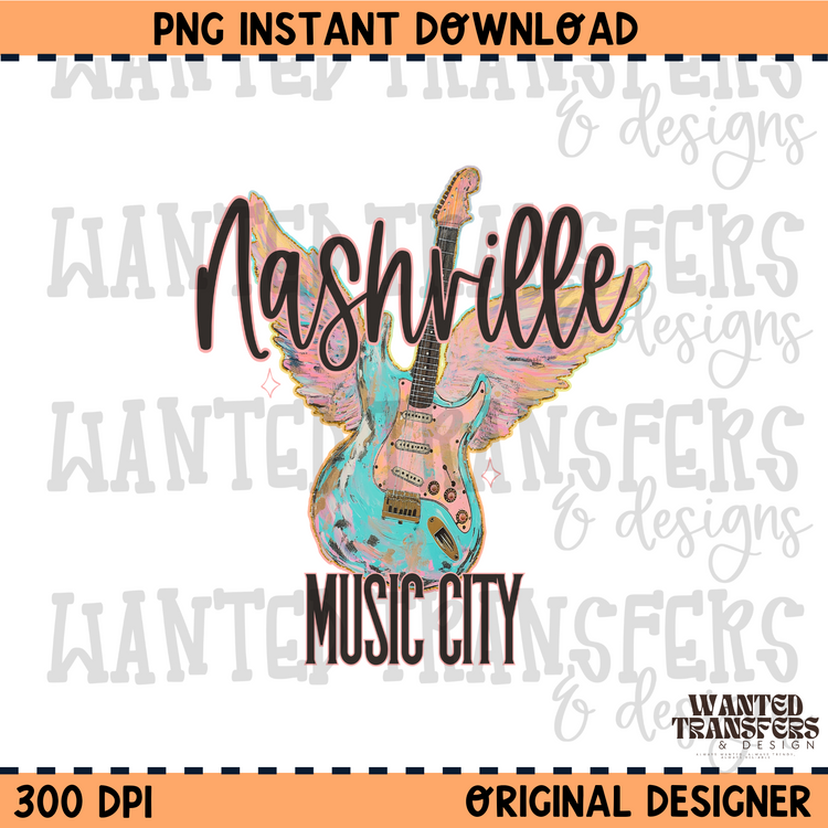 Nashville Music City PNG Digital Download