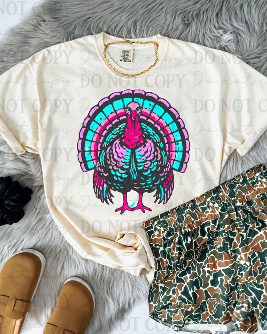 Neon Turkey DTF Transfer