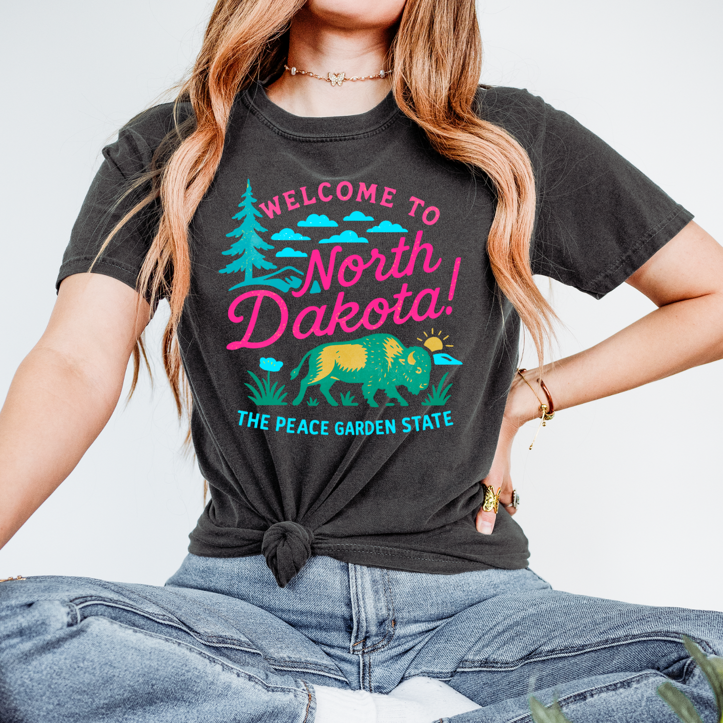 Neon Welcome To North Dakota DTF Transfer