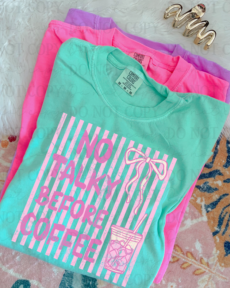 No Talky Before Coffee (Pink) DTF Transfer