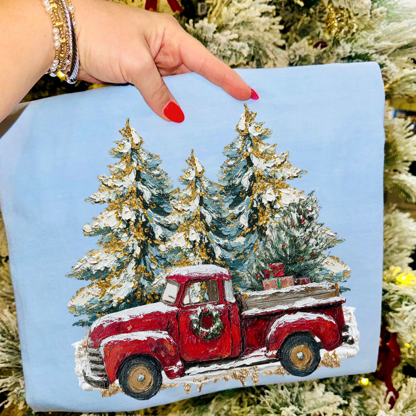 Painted Christmas Truck DTF Transfer