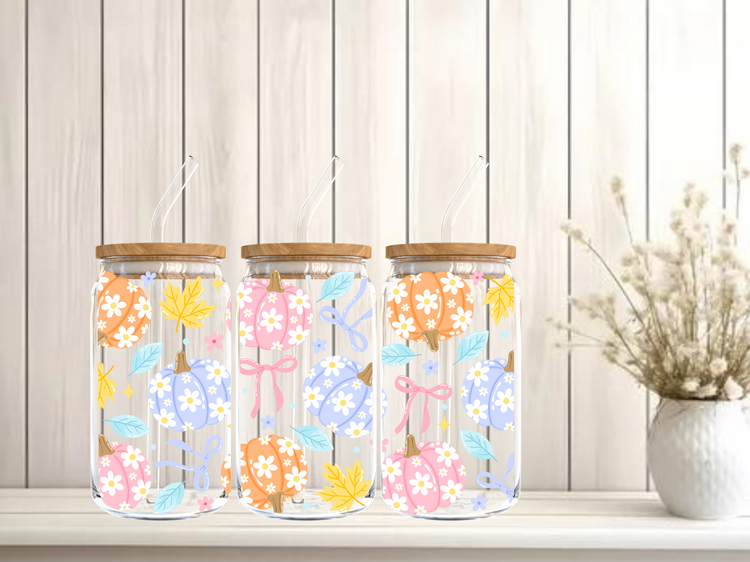 Boho Pumpkins UV DTF 16oz. Libby Glass DTF Wrap