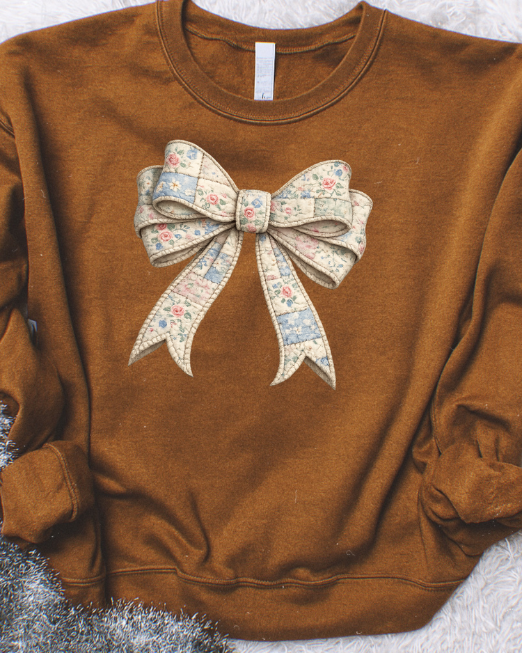 Patchwork Floral Bow DTF Transfer
