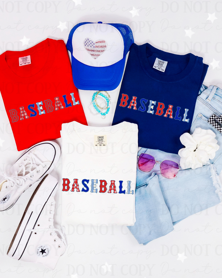 Patriotic Baseball DTF Transfer