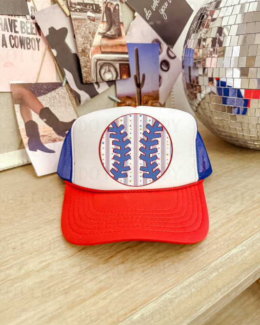 Patriotic Striped Baseball DTF Transfer