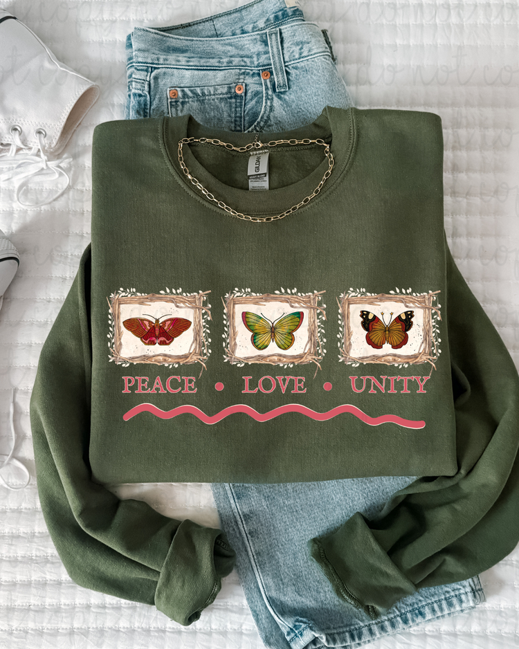 Peace Love Unity Butterflies DTF Transfer