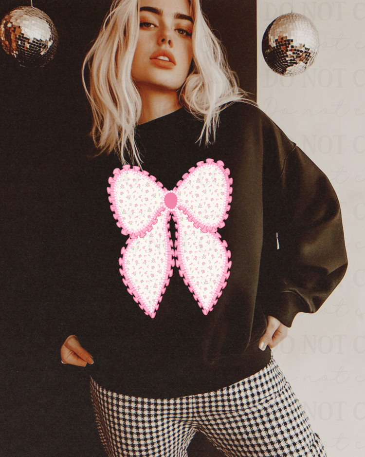 Pink Ruffle Bow DTF Transfer