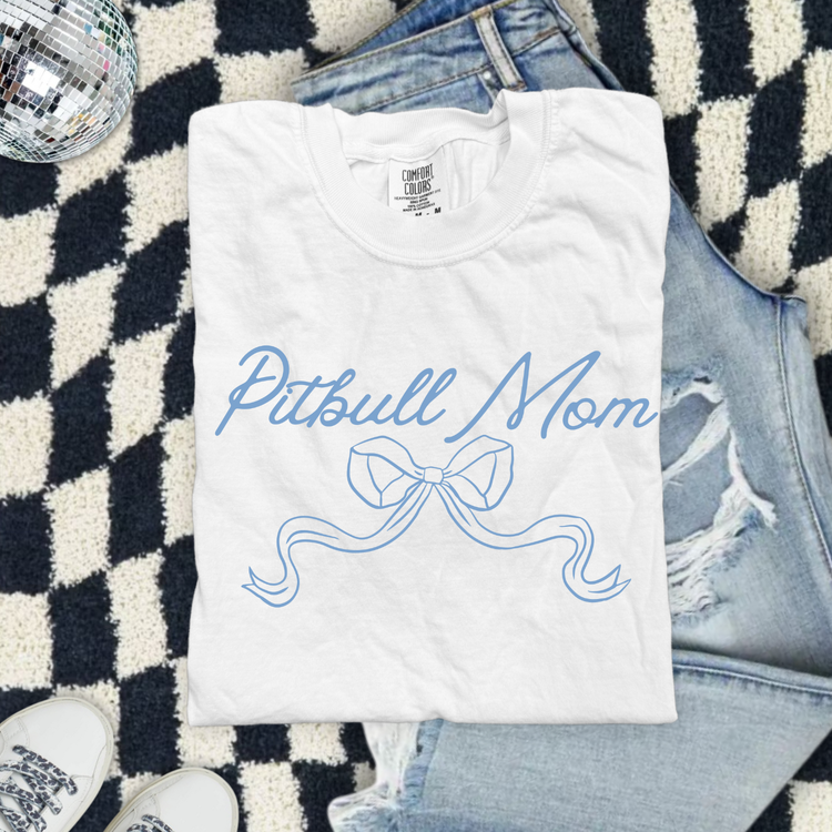 Pitbull Mom Blue Coquette DTF Transfer