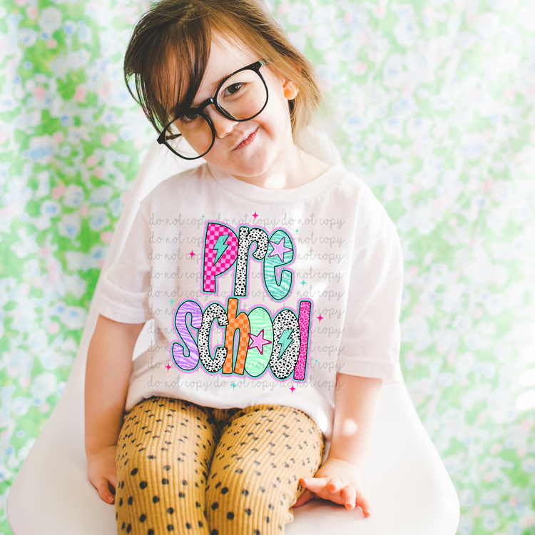Preschool Retro Pink Stars DTF Transfers