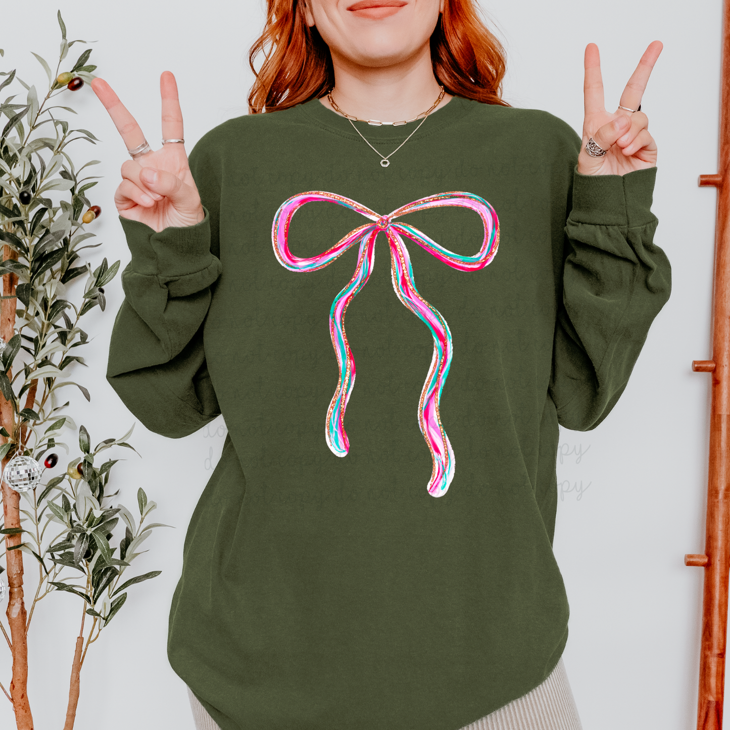 Pink Christmas Coquette Bow DTF Transfer