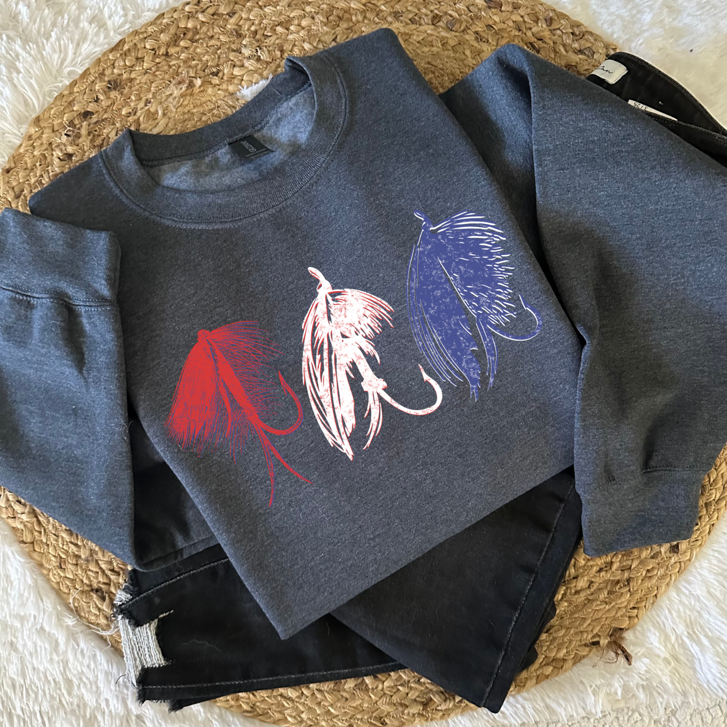 Red White Blue Fishing Hooks DTF Transfer