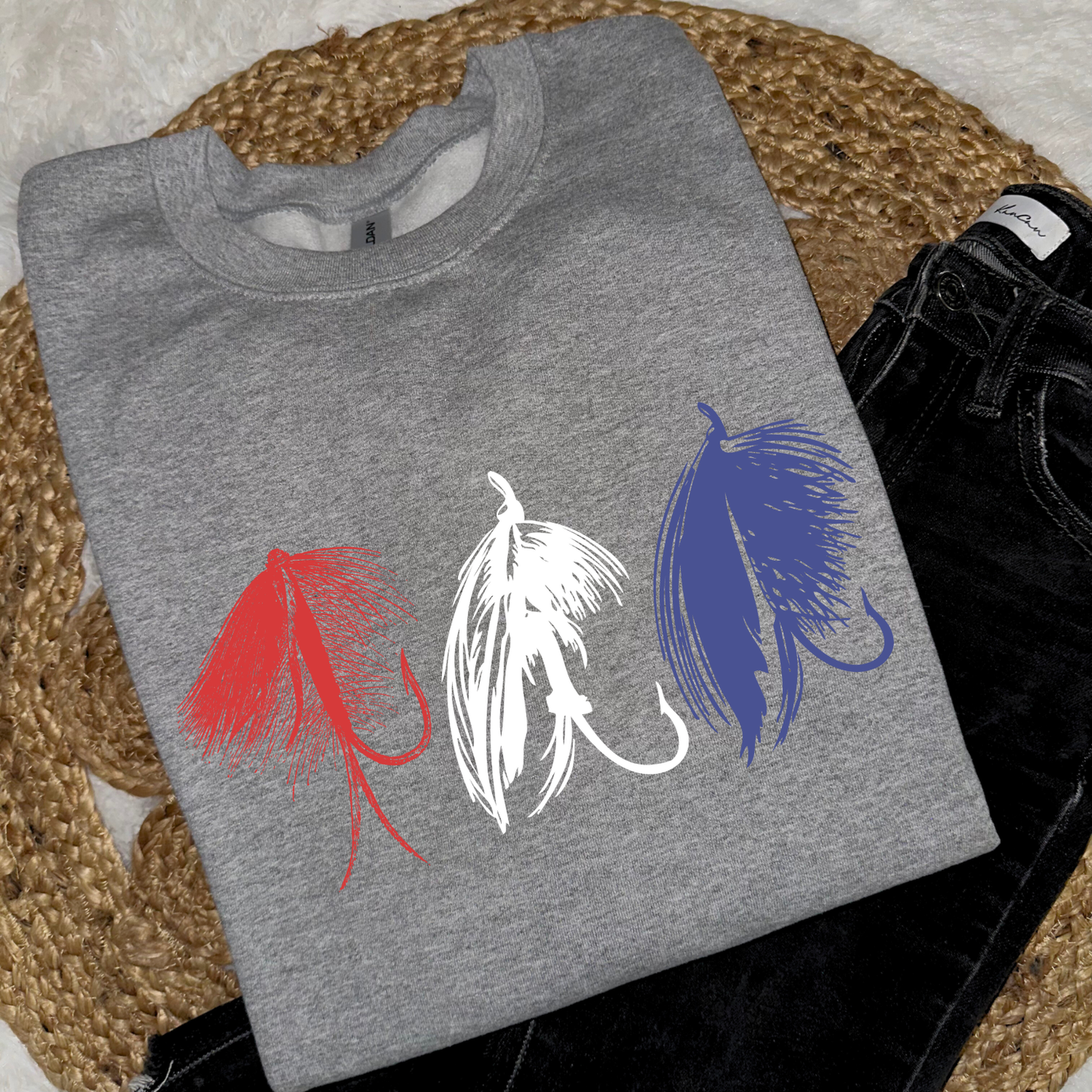 Red White Blue Fishing Hooks DTF Transfer